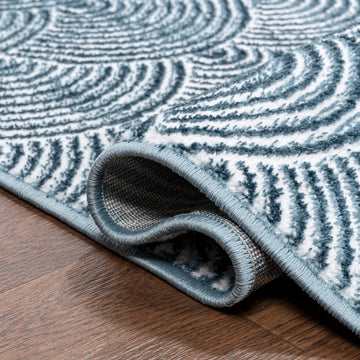 Porter Geometric Art Deco Fan Pattern High-low Area Rug